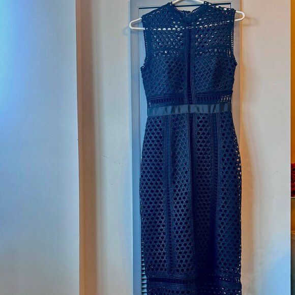 SELF-PORTRAIT NAVY FULL LENGTH DRESS (US SIZE 4) - Picture 2 of 4